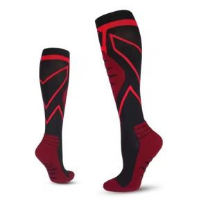 hot selling high quality men's white athletic thermal socks custom logo print breathable anti slip knee socks winter volleyball