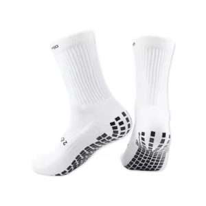 hot selling high quality men's white athletic thermal socks custom logo print breathable anti slip knee socks winter volleyball