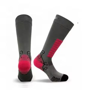 hot selling high quality men's white athletic thermal socks custom logo print breathable anti slip knee socks winter volleyball